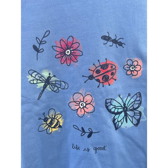 Life Is Good Kids Medium Cornflower Blue Doodle Bugs Shirt Short Sleeve Graphic - Picture 3 of 6